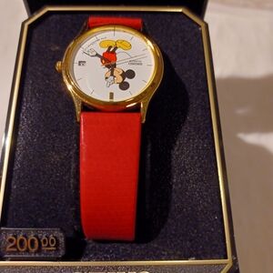 Vintage Seiko Watch with Red Strap Disney Mickey Mouse